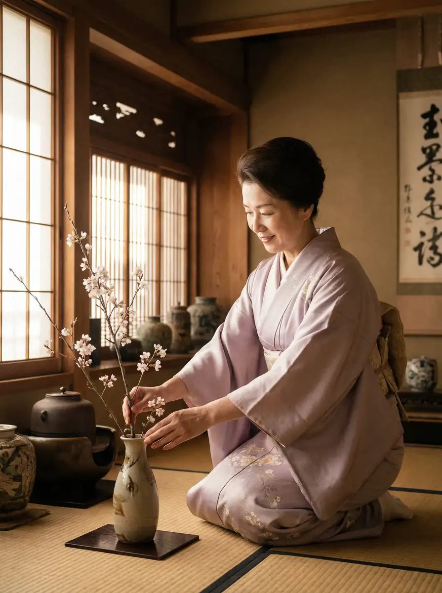 一位优雅的 色天堂下载-高清资源下载|免费快速|最新版本 在和室中插花